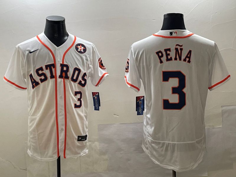 Men Houston Astros 3 Pena White Elite 2025 Nike MLB Jersey style 2